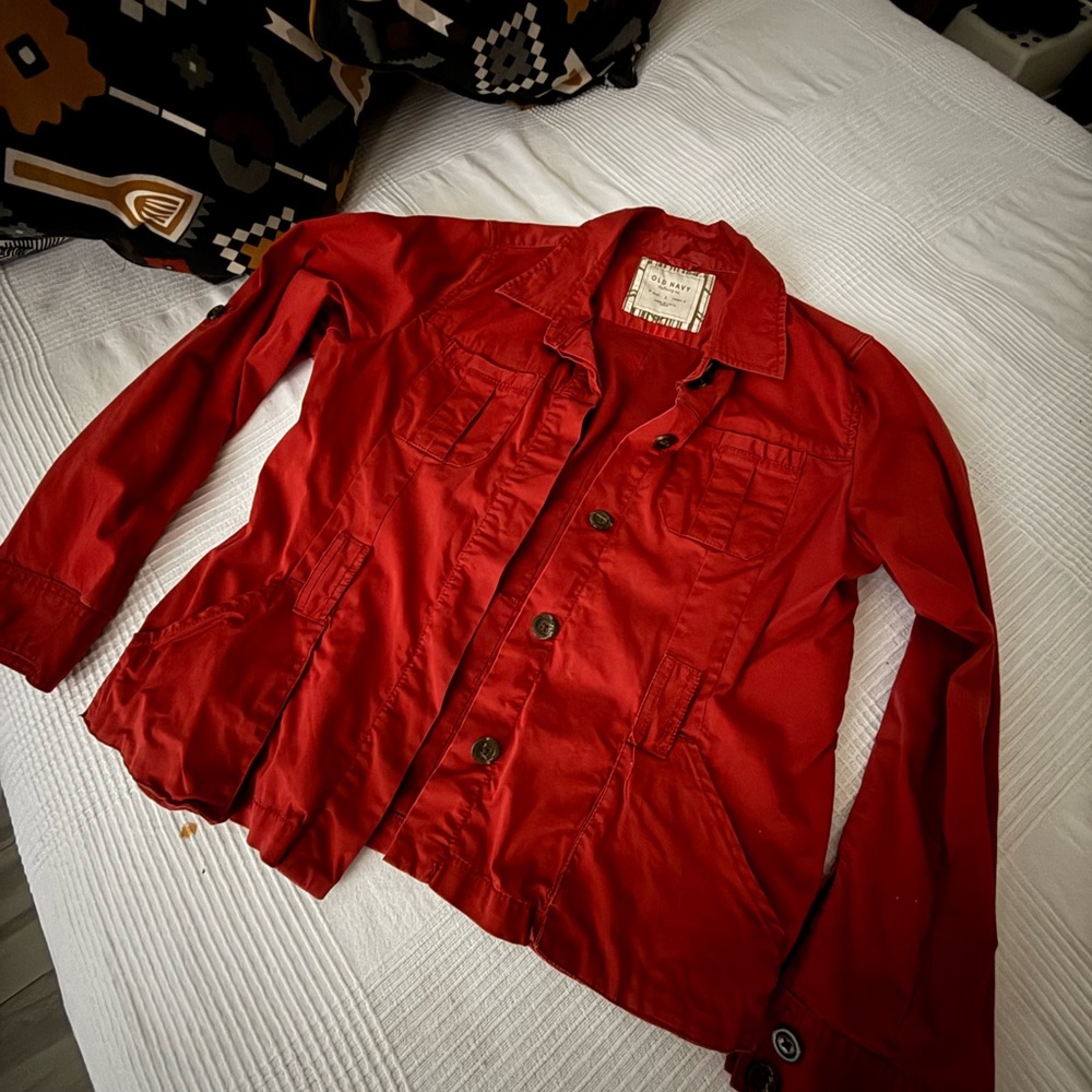 Old Navy Scarlet Button-Up Light Jacket
